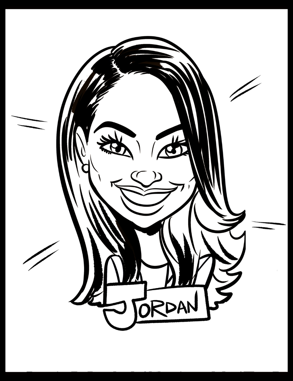 Black and white line drawing of a person with 'Jordan' below