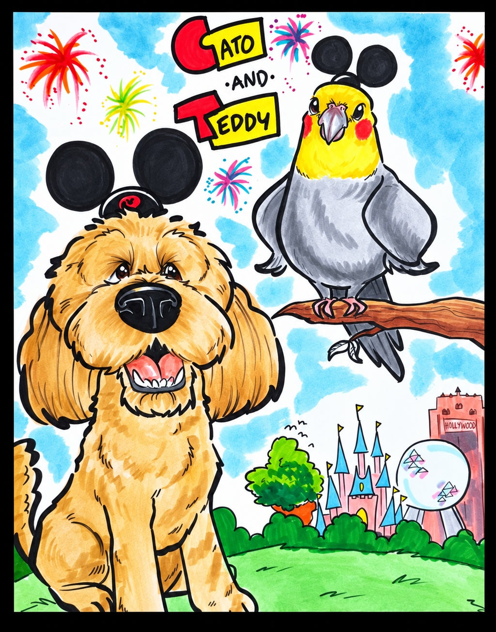 Classic Watercolor Pet Toon